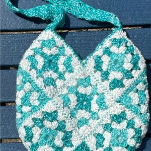 Hand Crafted Turquoise and White Glow Shoulder Bag Set